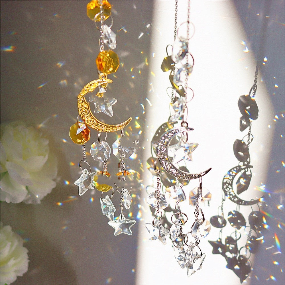 Pentagram Moon Sun Catcher Rainbow Crystal Pendant New Product