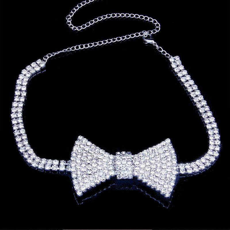 Full Diamond New Product Rhinestone Necklace Collar Bow