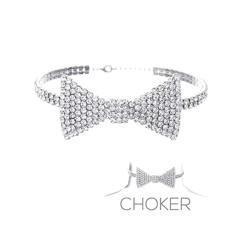 Full Diamond New Product Rhinestone Necklace Collar Bow