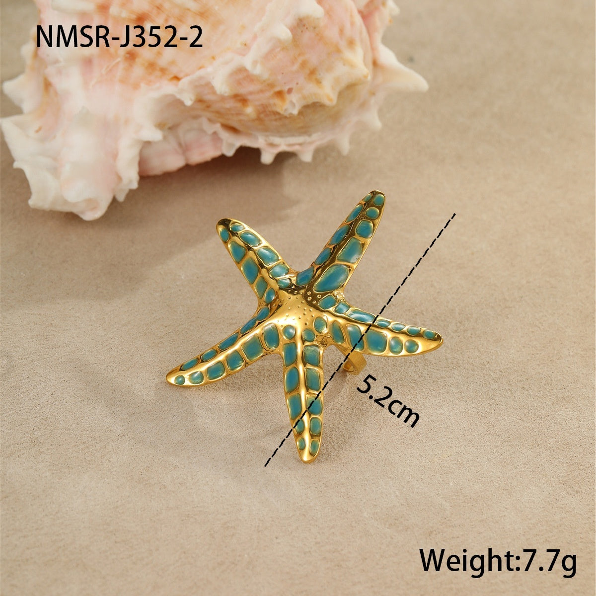 Ocean Style Stainless Steel Colorful Oil Earrings Starfish Earrings Eye-catching Ring