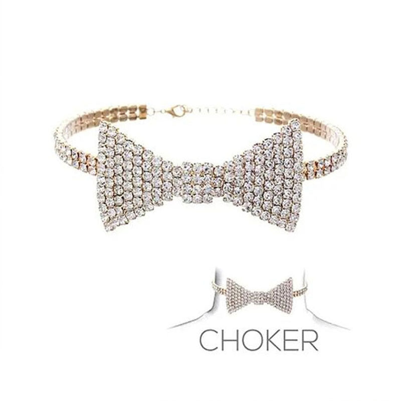 Full Diamond New Product Rhinestone Necklace Collar Bow