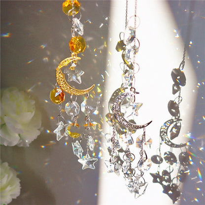 Pentagram Moon Sun Catcher Rainbow Crystal Pendant New Product