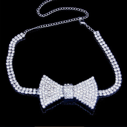 Full Diamond New Product Rhinestone Necklace Collar Bow