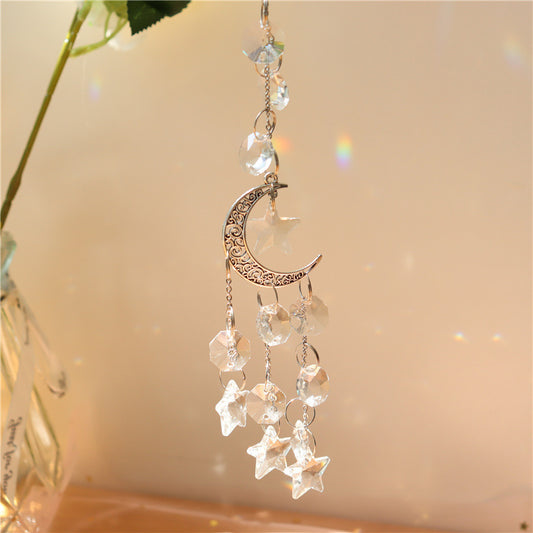 Pentagram Moon Sun Catcher Rainbow Crystal Pendant New Product