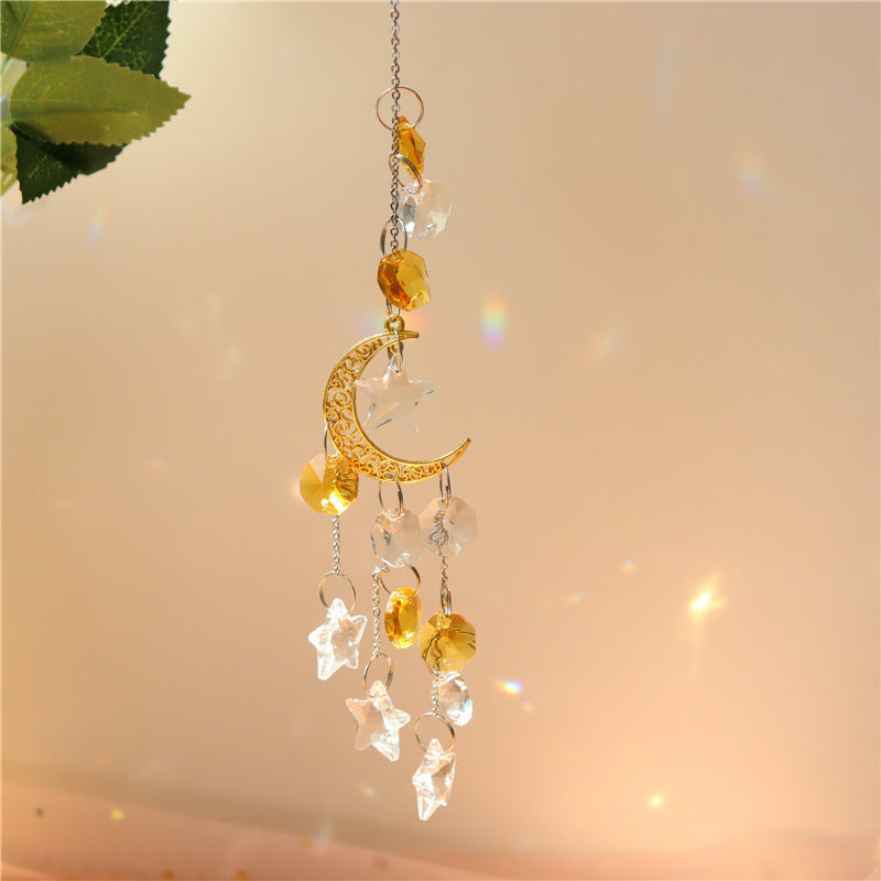 Pentagram Moon Sun Catcher Rainbow Crystal Pendant New Product