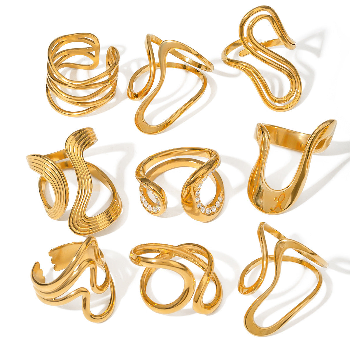 Stainless Steel Gold Eye-catching Ring Bracelet