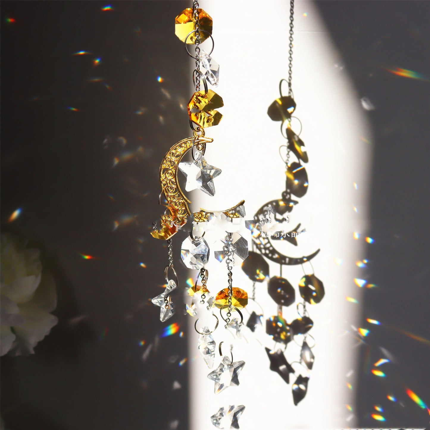 Pentagram Moon Sun Catcher Rainbow Crystal Pendant New Product