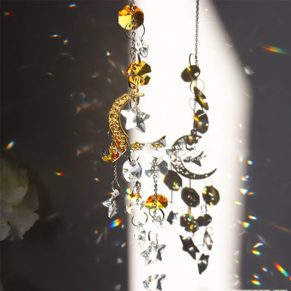 Pentagram Moon Sun Catcher Rainbow Crystal Pendant New Product